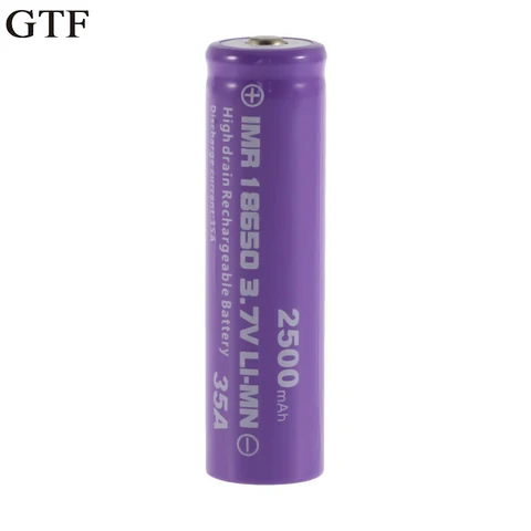 GTF 1 шт. 18650 аккумуляторная батарея 18650 35A 3,7 в LI-MN 2500 мАч, батарейка с кнопкой для фонарь онарика