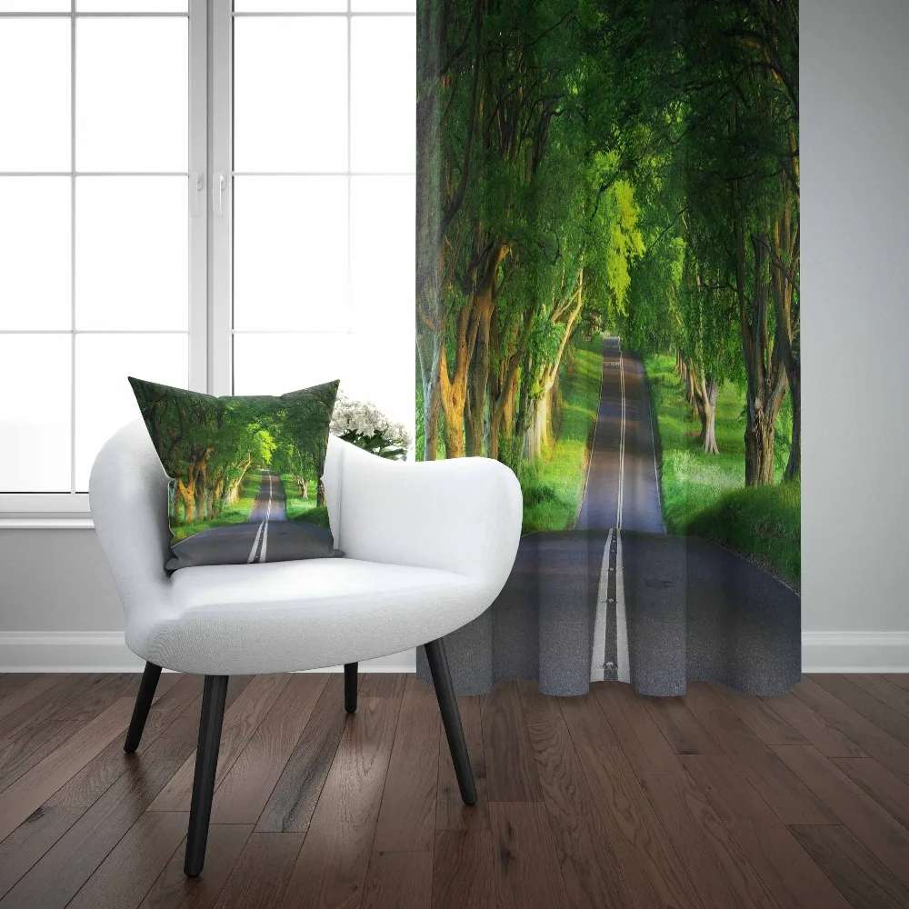 

Else Green Trees Jungle in Road Highway Nature Floral 3d Print Living Room Bedroom 1 Panel Set Curtain Combine Gift Pillow Case