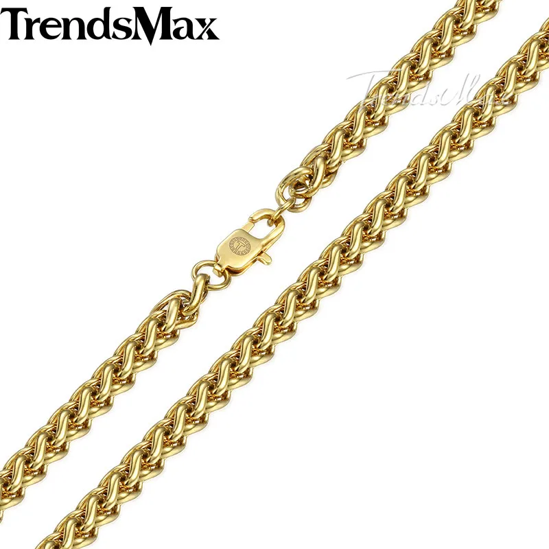 Мужская плетеная цепочка Trendsmax из нержавеющей стали золотистого цвета 3-9 5 мм KKNM161
