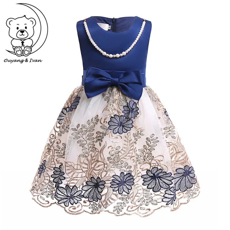 Новое модное платье для девочек детское кружевное принцессы с вышивкой вечерние
