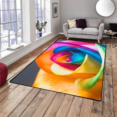

Else Yellow Red Green Blue Roses Flower 3d Pattern Print Non Slip Microfiber Living Room Decorative Modern Washable Area Rug Mat