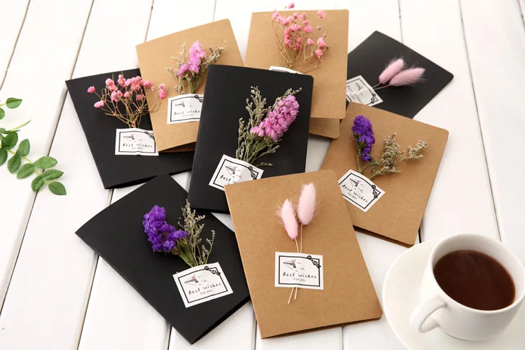 DoreenBeads настоящие сушеные цветы поздравительная открытка DIY ретро крафт-бумага ручные сушеные цветы поздравительные открытки креативные цветы 1 шт