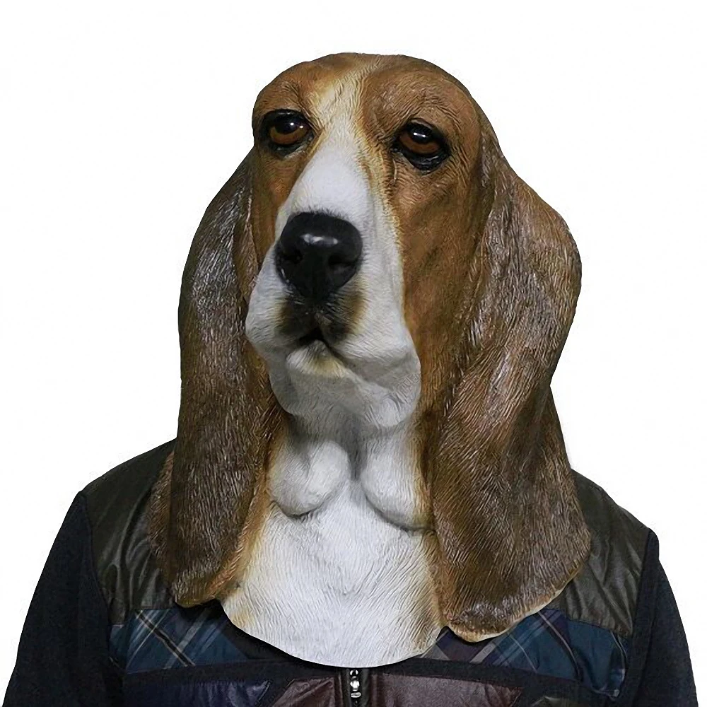Basset собака Реалистичные Маски животное собака маска голова собаки для рождественской вечеринки Косплей Костюм Опора собака маска для взрослых