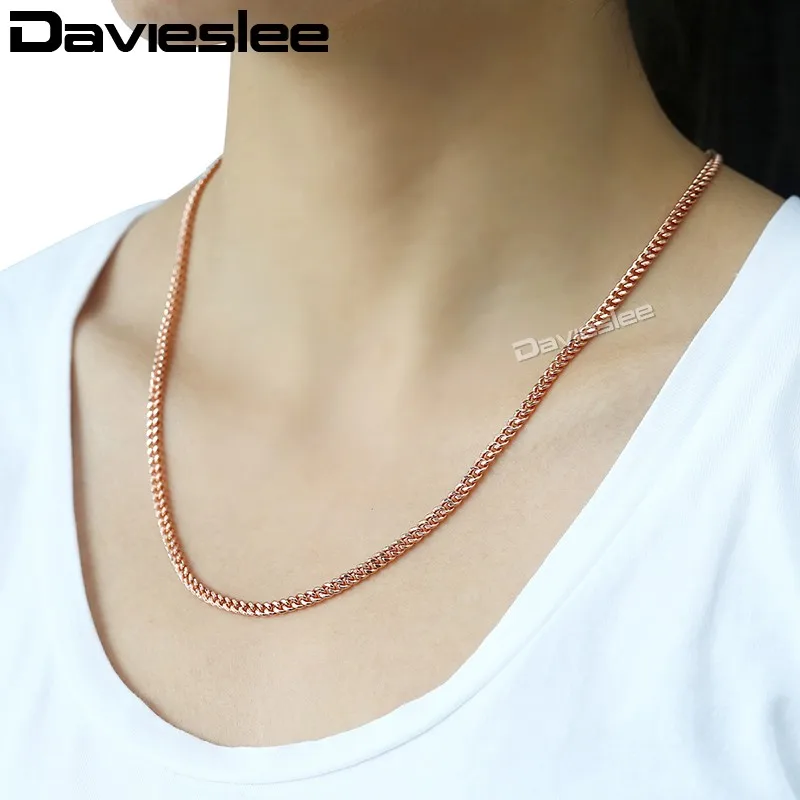 Davieslee 585 розовое золото заполненное ожерелье s для женщин плоская огранка круглое