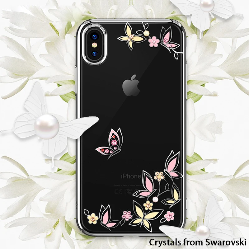 KINGXBAR цветок Алмазы чехол для iPhone X Xs любовь розы со стразами позолоченный PC | Отзывы и видеообзор