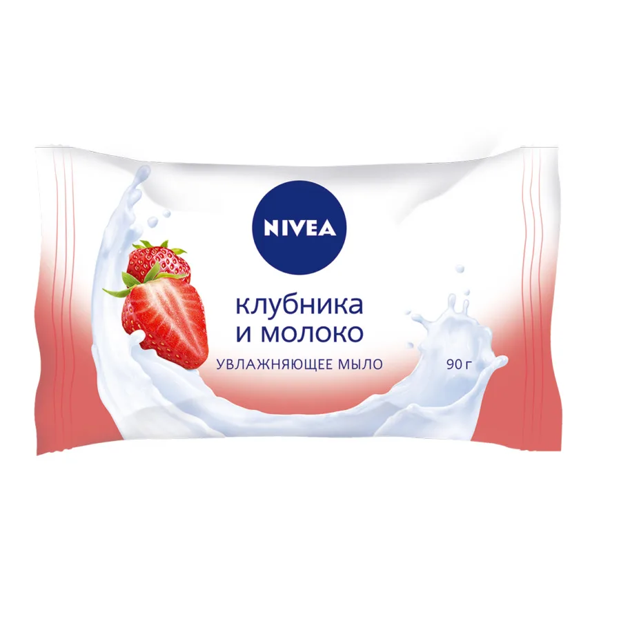 NIVEA Мыло-уход Клубника и Молоко 90г | Красота здоровье