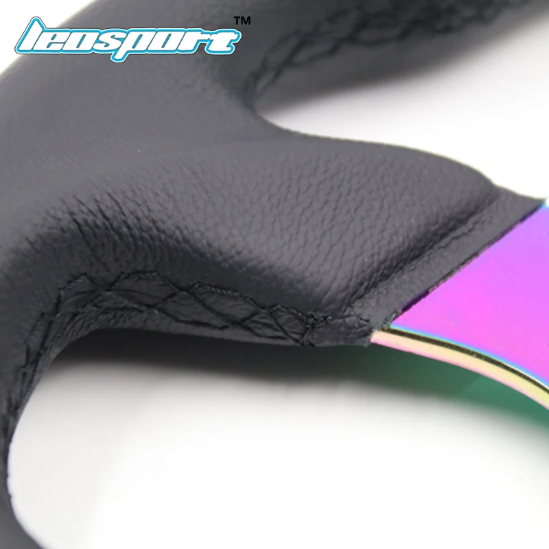 13 дюймов для OMP стиль Neochrome каркас кожи руль плоским Кукуруза Дрифтинг кожаный руль с слова на рамка