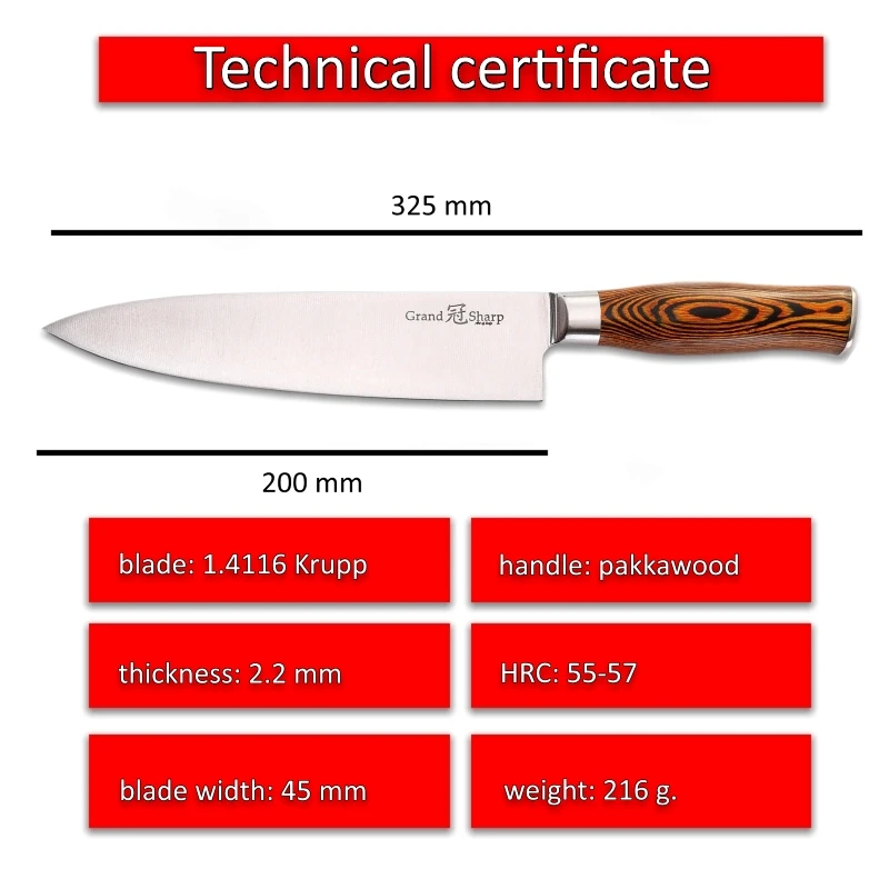 Professional "(дюймов) 200 мм поваров нож в японском стиле Кухня Столовые приборы Мясо Кливер нержавеющая сталь Подарок Кредитная карта Нож