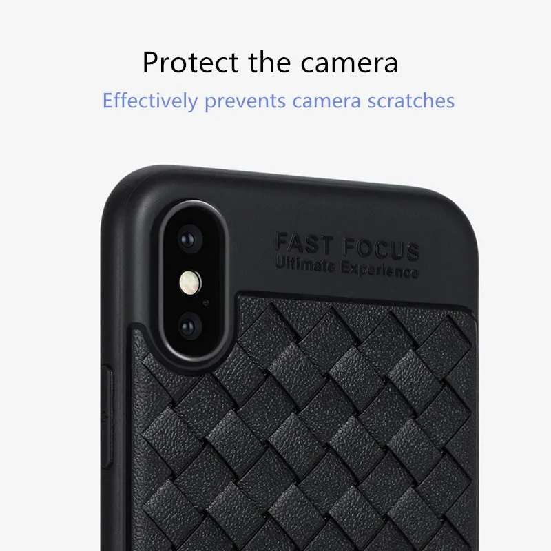 Luxury Woven Pattern Phone Case For Iphone X 7 8 Plus Geometric Texture TPU + PC Protective Back Cover Shell iphoneX 10 Capa |