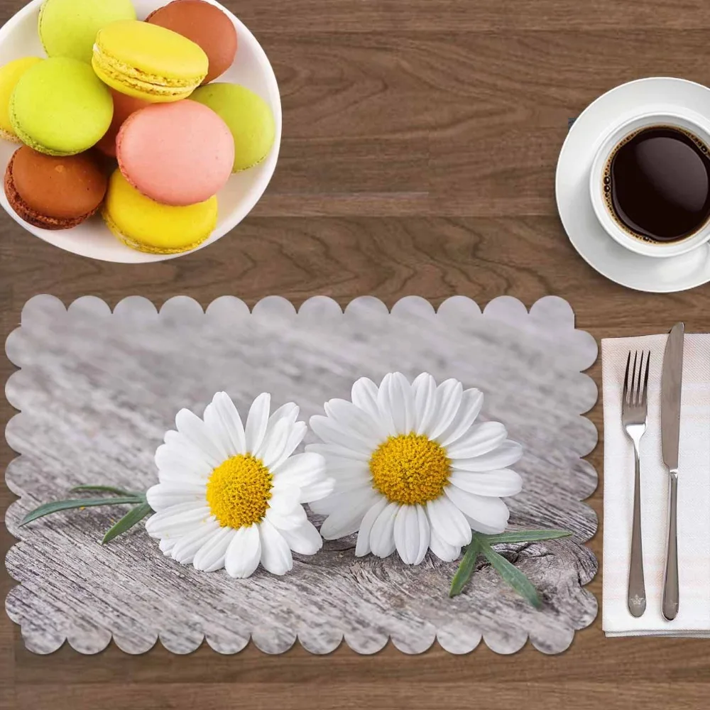 Еще серые белые желтые маргаритки цветы цветочные листья 4 шт. 3d печать моющаяся