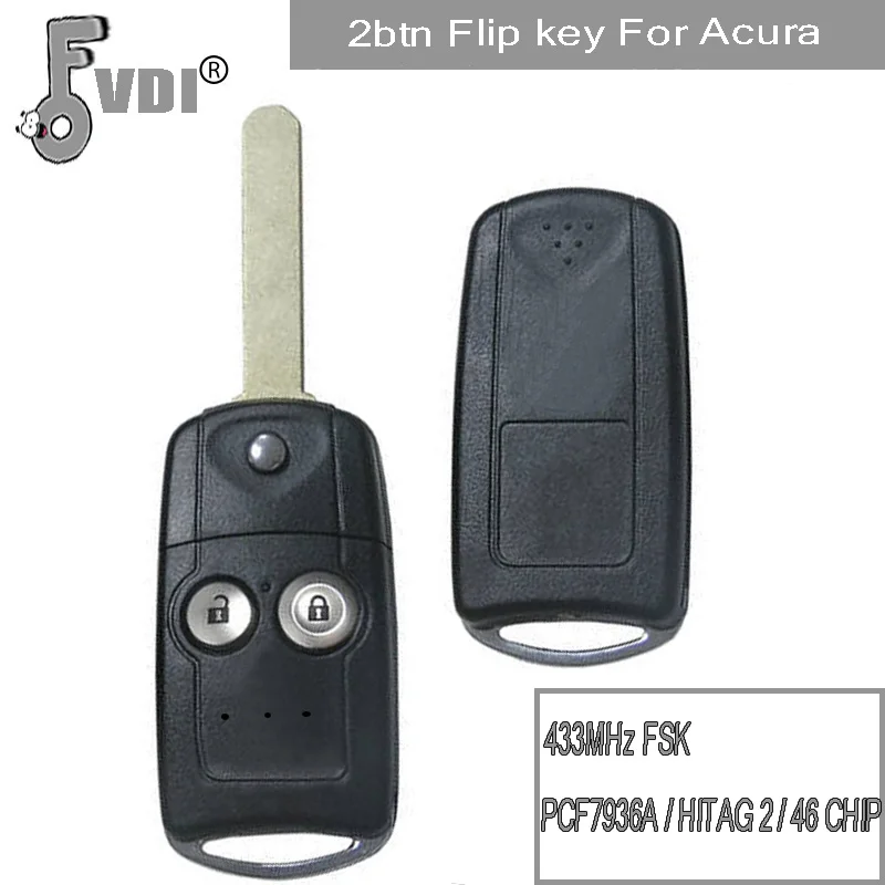 2btn раскладной ключ для Acura складной дистанционный 433 МГц FSK PCF7936A/HITAG 2/46 чип|Датчик