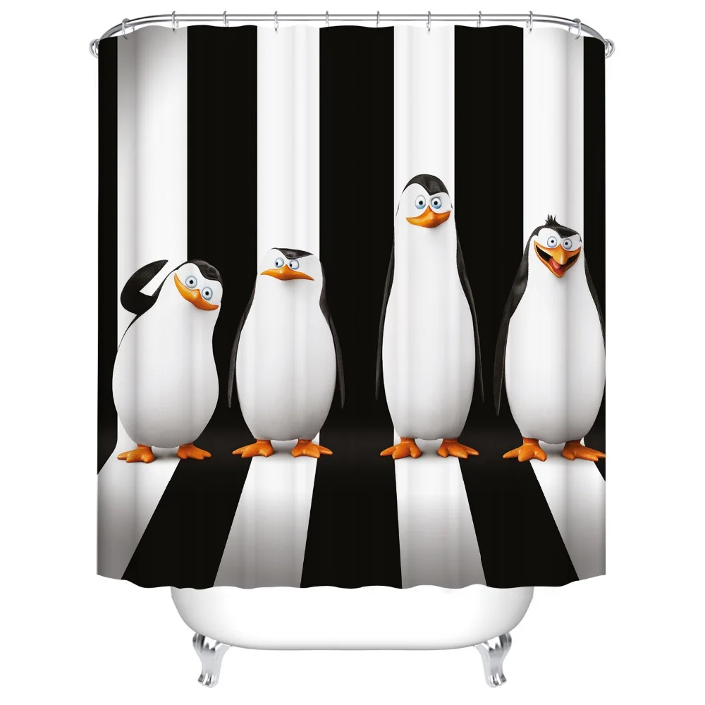 

Madagascar Stripes Penguins Bathroom Shower Curtain