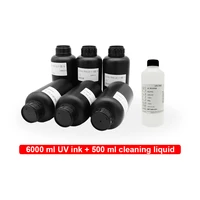 6000 ml imported uv ink with 500 ml cleaning liquid for uv printer use for phone case metal acrylic wood ceramics leather