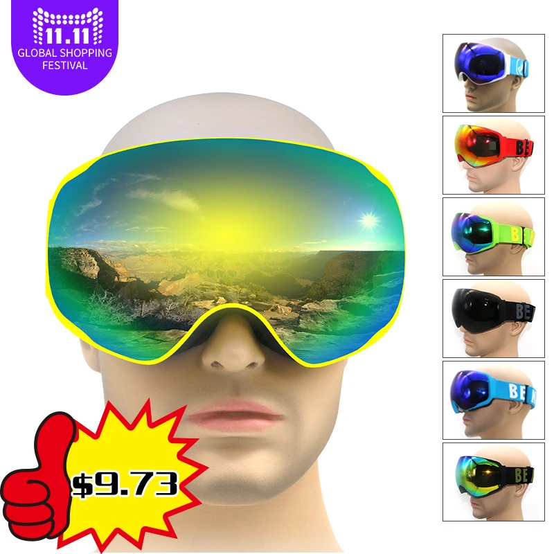 Professional snowboards ski goggles snow glasses snowboard anti fog UV400 big view winter for adult men women | Спорт и развлечения