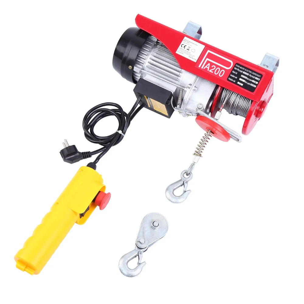Mini Electric Hoist Winch Crane 200kg Lifting Motor Rope W/ Wireless Remote Control | Инструменты
