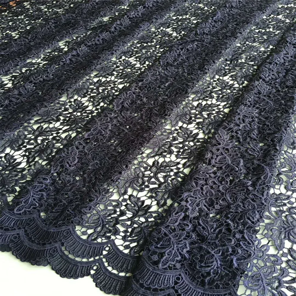 Best Selling Nigeria Embroidery Cord Lace High Quality Guipure Chemical Dress 5 Yards Fabric Black African Laces X669-1 | Дом и сад