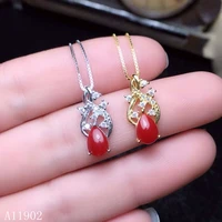 kjjeaxcmy boutique jewelry 925 sterling silver inlaid natural red coral gemstone female luxury pendant necklace set support test