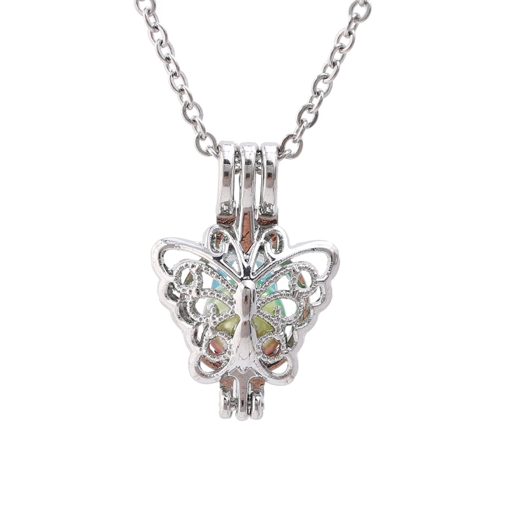 1 шт. посеребренный Цвет Бабочка жемчужная клетка кулон ожерелье ювелирные