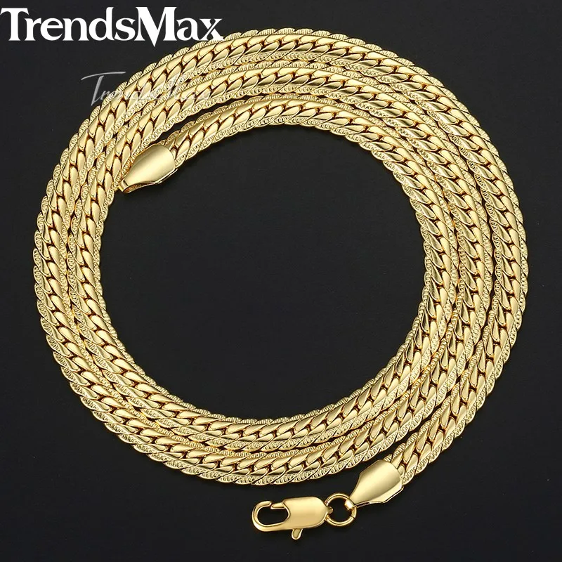 Trendsmax мужское Ожерелье Золотая змея звено цепочка на шею для мужчин модные мужские ювелирные изделия Прямая поставка подарок 6 мм KGN399 - Окраска металла: Yellow gold GN399