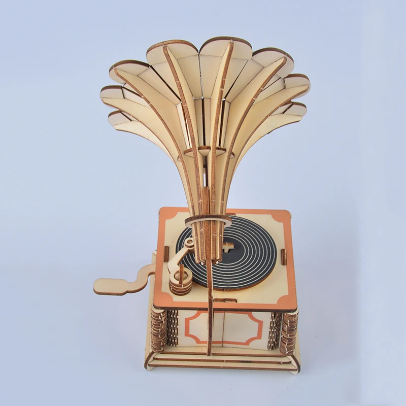 Деревянная модель фонографа для детей и взрослых набор сборки 3D моделей bendy