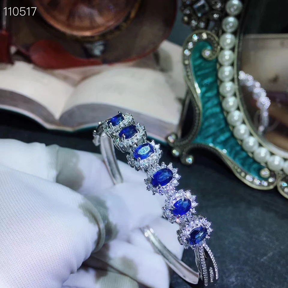KJJEAXCMY fine jewelry 925 Silver-inlaid Natural Sapphire Women's Bracelet Support Detection nbhjuy | Украшения и аксессуары