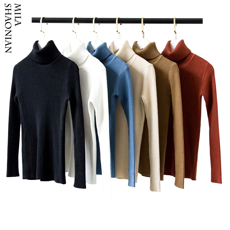Causal Warm Turtleneck Sweater Women Slim Solid 5 Colors Long Sleeves Elasticity High Quality Sweaters Tops women Winter 2018 | Женская