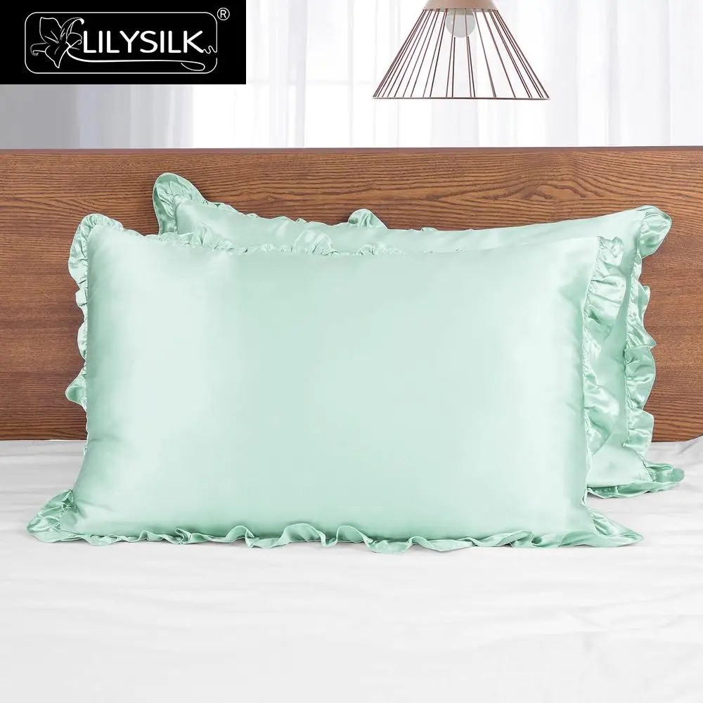 Pale Turquoise LilySilk наволочка шелк чистый натуральный 100 с оборкой отделка 19 momme для волос тутового шелкопряда 40x40 50x90 см домашний текстиль - Цвет: Pale Turquoise