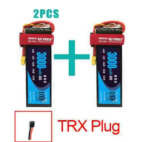3S3000Softcase-TRX 2 шт. DXF lipo Батарея 3S 11,1 V 3000 мА/ч, 3500 мА/ч, 5200 мА/ч, 30C 45C 50C 100C 200C для 1/10 1/8 RC автомобиль грузовик FPV, вертолет-Дрон - Цвет: 3S3000Softcase-TRX