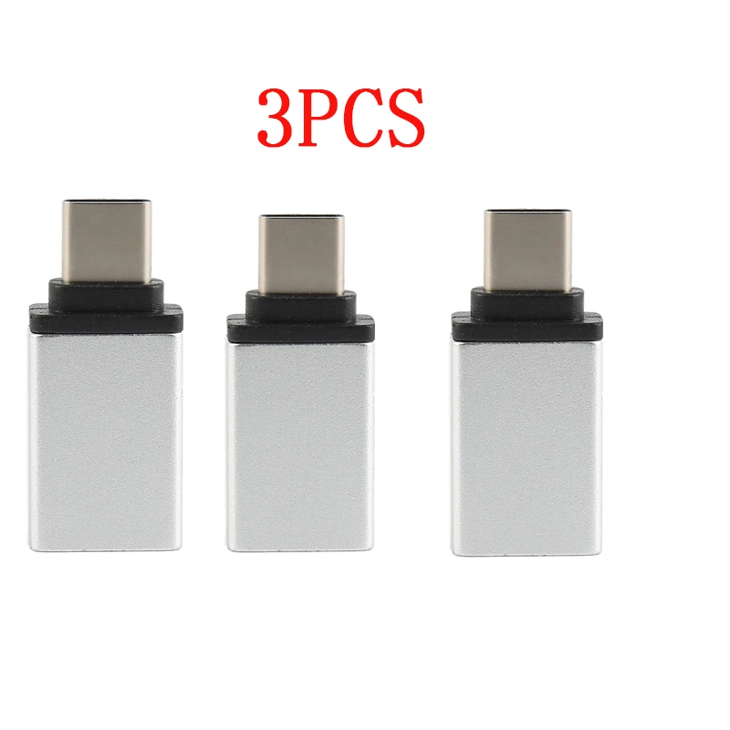 3PCS Silver Универсальный USB-C type C штекер Micro USB 3,0 Женский OTG адаптер синхронизации данных конвертер для телефона Macbook samsung S9 One plus USBC - Цвет: 3PCS Silver