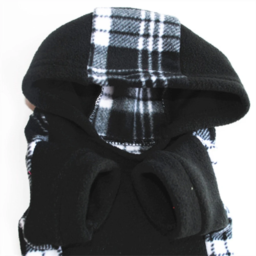 Winter Warm Black White Plaid Puppy Pet Dog Hoodie Hooded Sweatshirt Pullover |