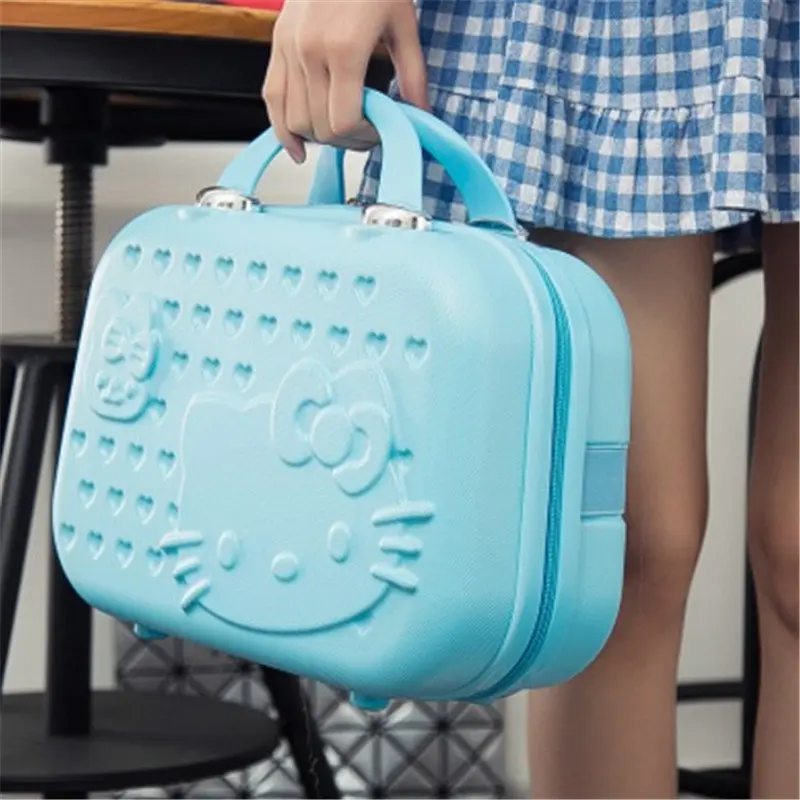 Love cat travel kit Макияж комплект корейский портативный на молнии Коробка милая девочка повседневная водостойкая 13 дюймов макияж Чехол голограммы