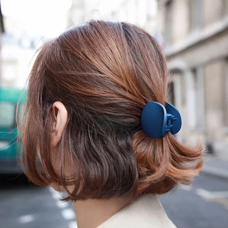 Simple Circular Arc Clip Set With Pure Color Frosted Texture Bath Hair Claw Women Accessories |