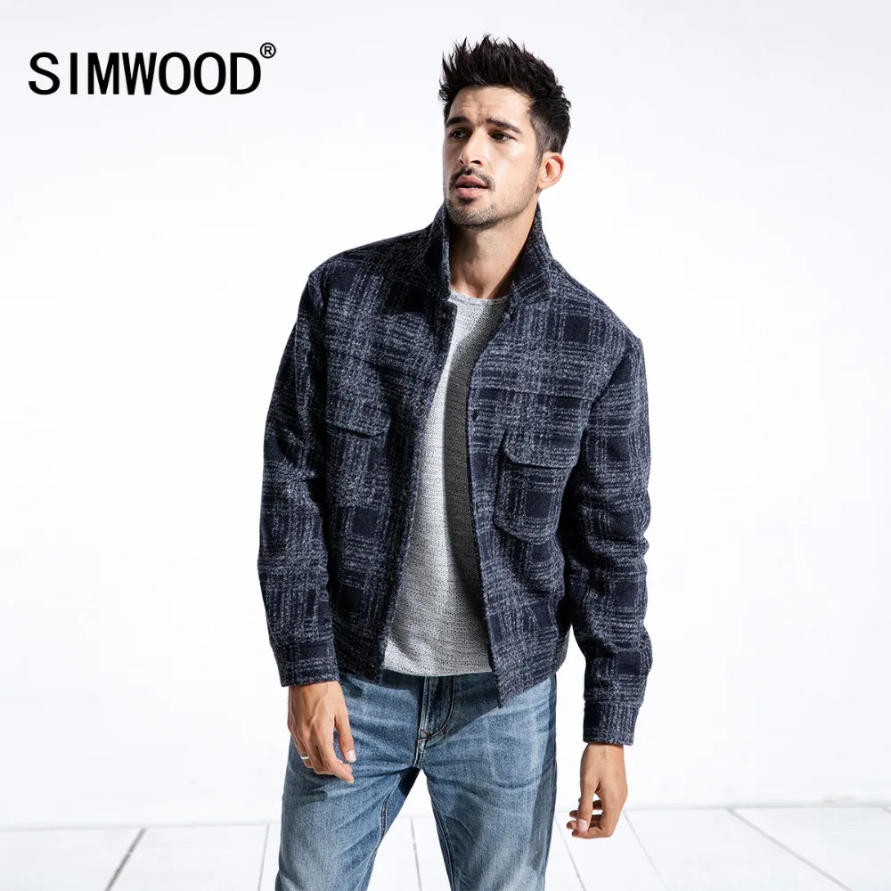 Бренд SIMWOOD Повседневная теплая куртка для мужчин 2019 Зимняя шерстяная Мужская
