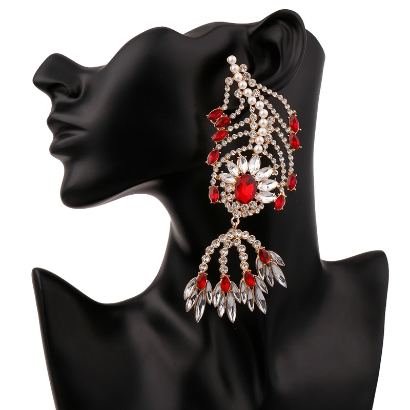 Coolshine Роскошная атмосфера свадьбу праздник кристалл серьги Красный Синий Черный