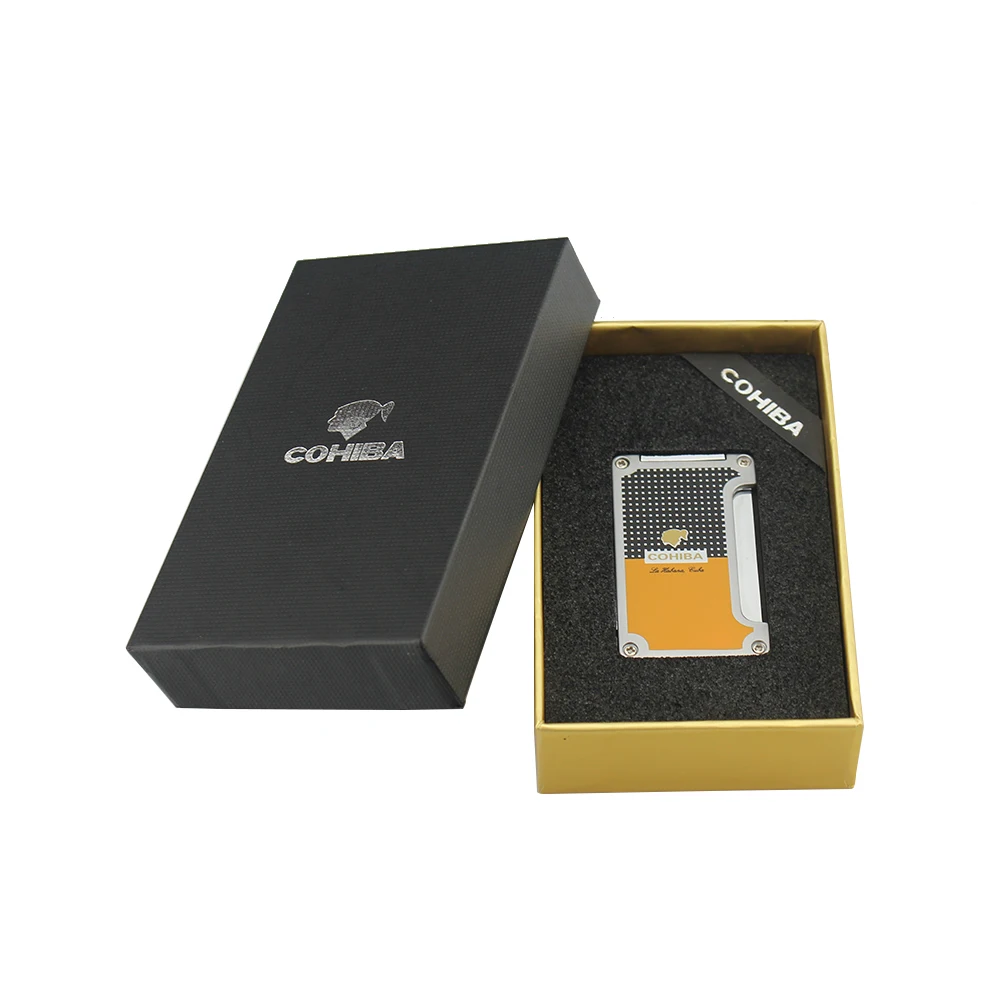Cohiba 2 цвета ветрозащитный Singel Jet пламя Бутан газ прочный прикуриватель цинковый