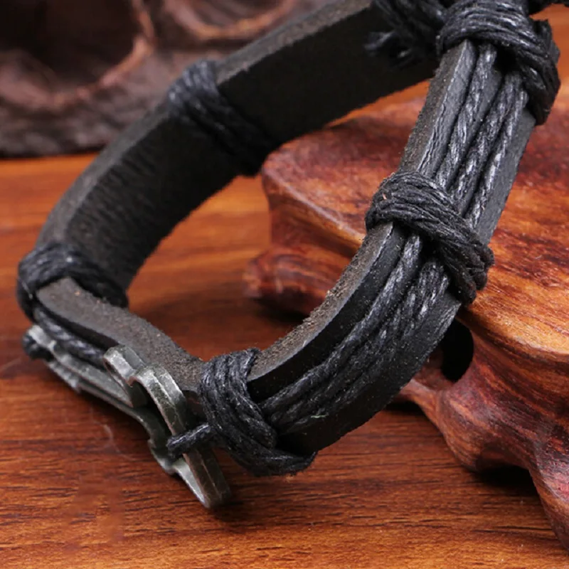 Браслеты мужские кожаные браслеты 2018 Pulseira Masculina Ювелирные Изделия Очарование
