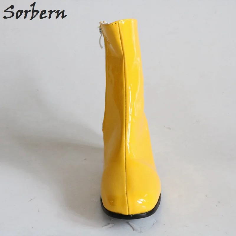 Женские блестящие ботинки на квадратном каблуке с молнией сбоку|Женские