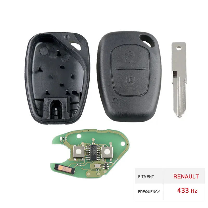 Dzanken 2 кнопки дистанционного ключа автомобиля 433 МГц PCF7946 для Renault Clio Scenic KANGOO и