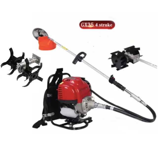 Gx35 Backpack 4 stroke 3 in 1 cultivator tiller lawn mower hedge trimmer Brush cutter Weeder Cutter