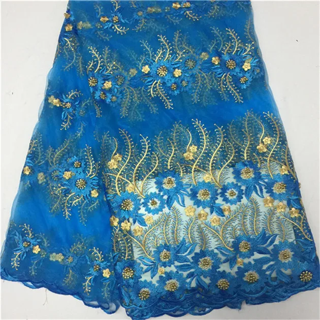 sky blue Latest African Lace Fabric Black French Beads Net Fabric/High Quality Beaded Tulle Purple Gold | Дом и сад