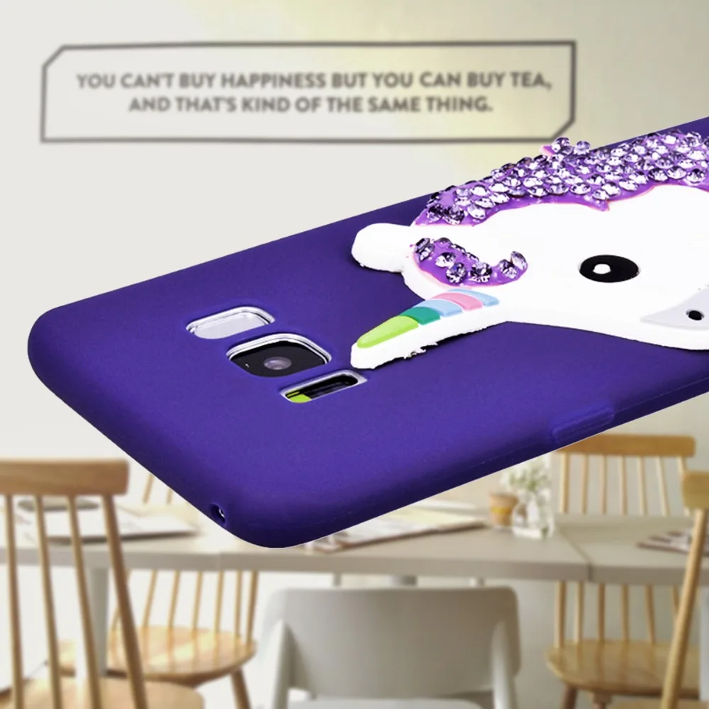 Cute Unicorn Girls Case For Samsung S8 Women Glitter Candy Color Soft Silicone 3D Cover Plus |