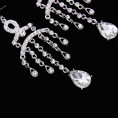 Women Fashion Shiny Rhinestone Multilayer Tassels Dangle Earrings Wedding Jewelry | Украшения и аксессуары