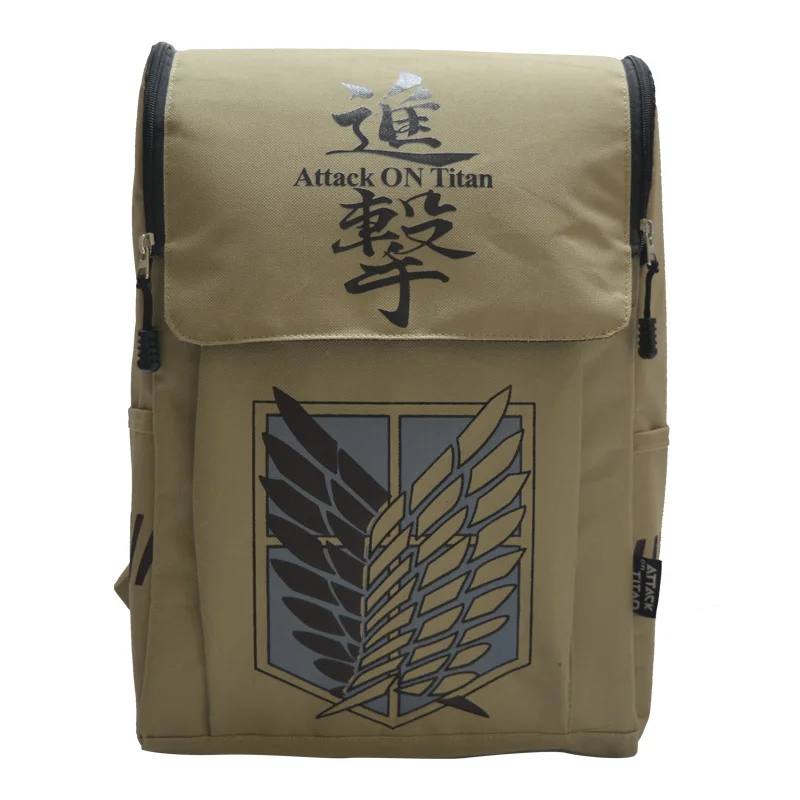 

New Attack on Titan Backpack Teenager Preppy School Bag Light Khaki Wholesale Children Schoolbag Men Rucksack Women Daypack