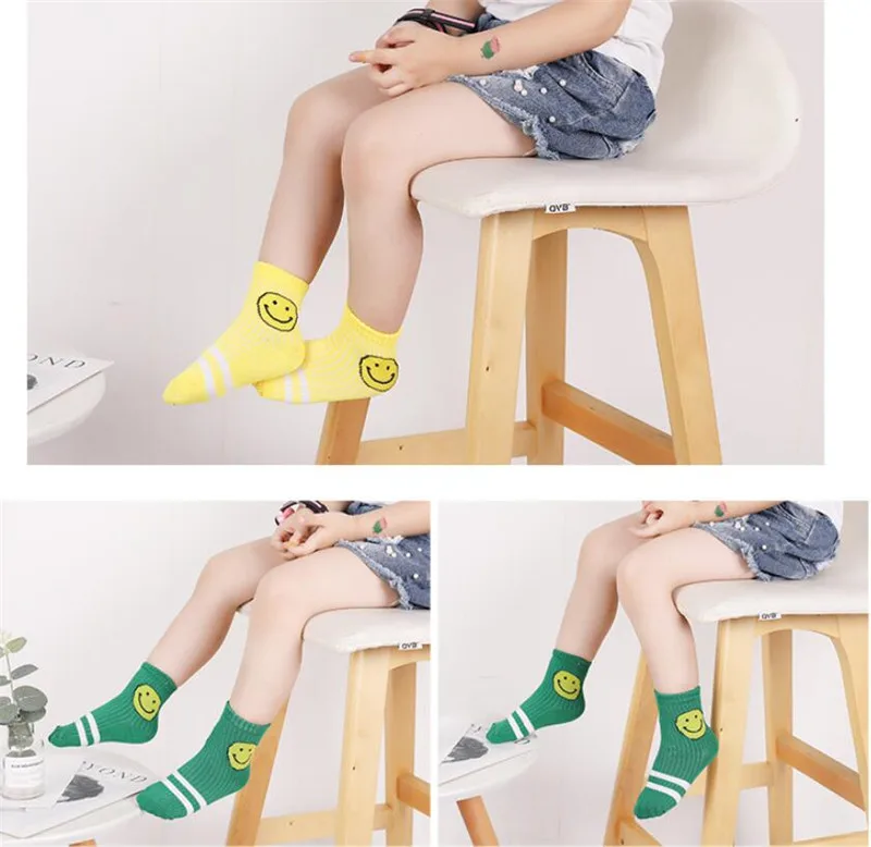 5 пар/компл. новорожденных зимние теплые Детские носки со смайликом и надписью