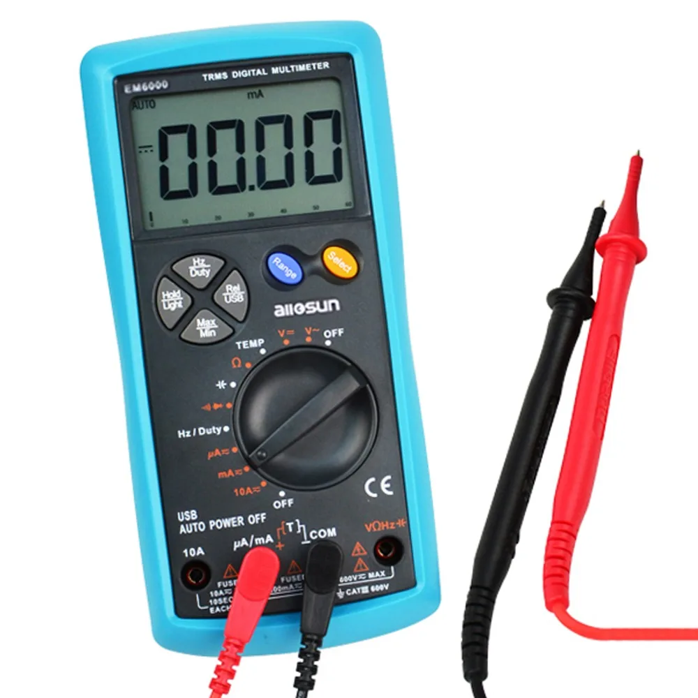 True-RMS Multimeter AC&DC Current Voltage Resistance Capacitance Diode Temperature Duty Cycle USB Interface Meter Digital Tester