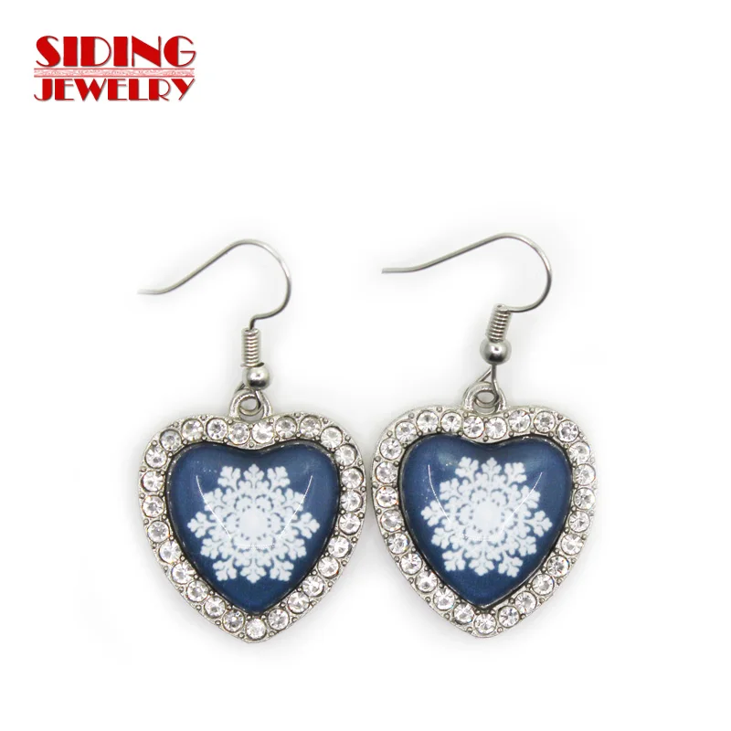 

2018 New Arrival 5pair/lot Snowflakes Style 1 Crystal Heart Earring Earrings Charms Fashion Pendientes DIY Jewelry Charms