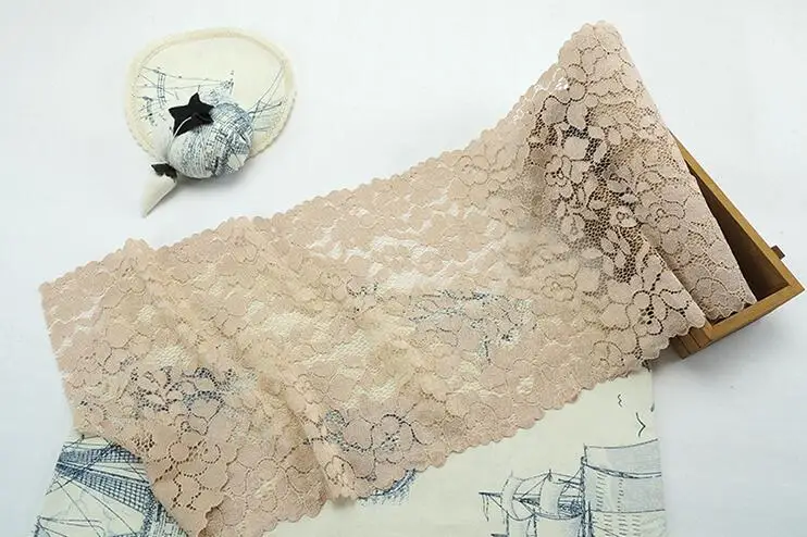 beige 1 метр розовый бежевый черный эластичный кружевной ткани стрейч кружевной отделкой DIY шитье/Одежда Аксессуары 23 см - Цвет: beige