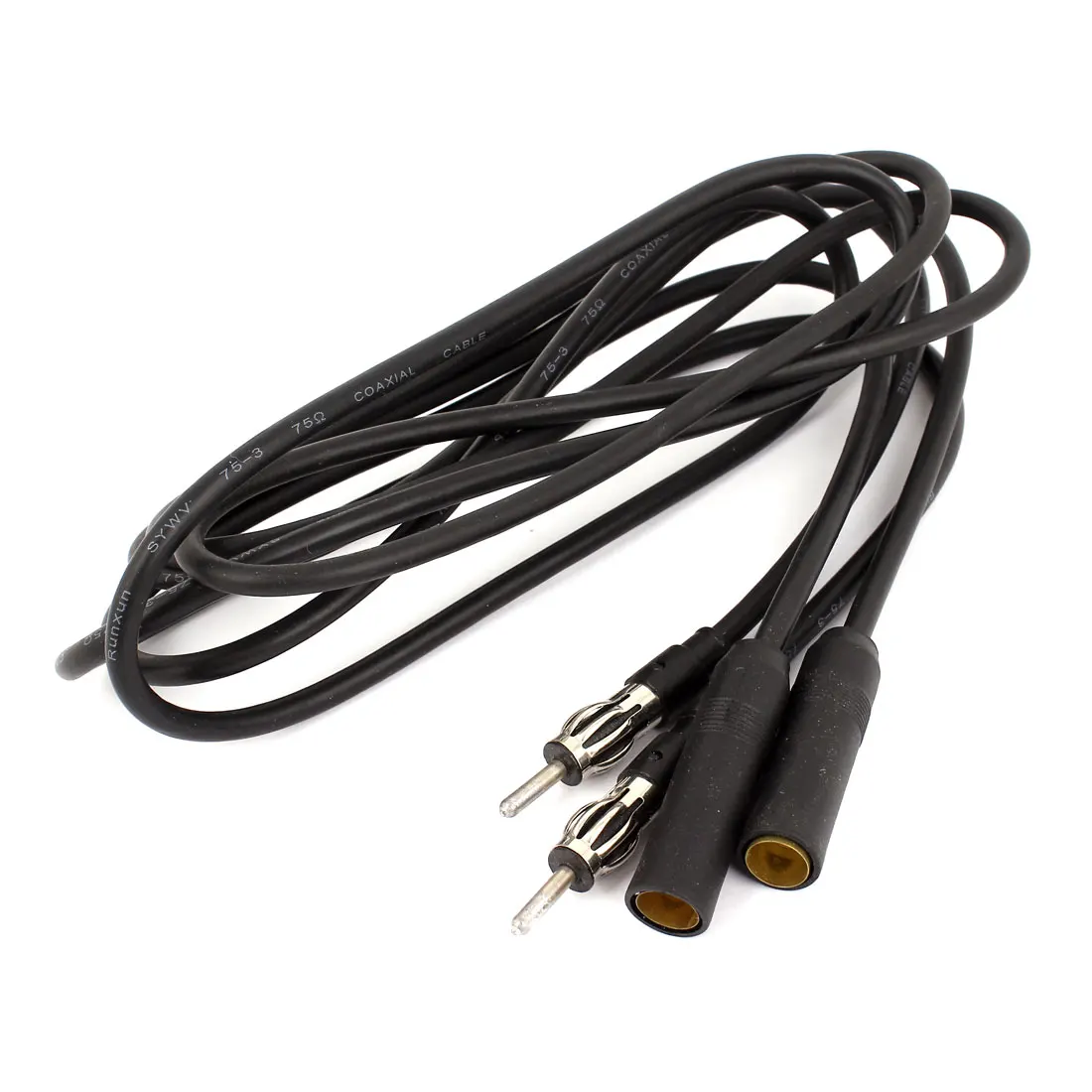 UXCELL Car 1.5M Length Black Stereo FM Radio Antenna Connetcor Extension Cable 2 Pcs for Ford for Chevy for Honda for Toyota