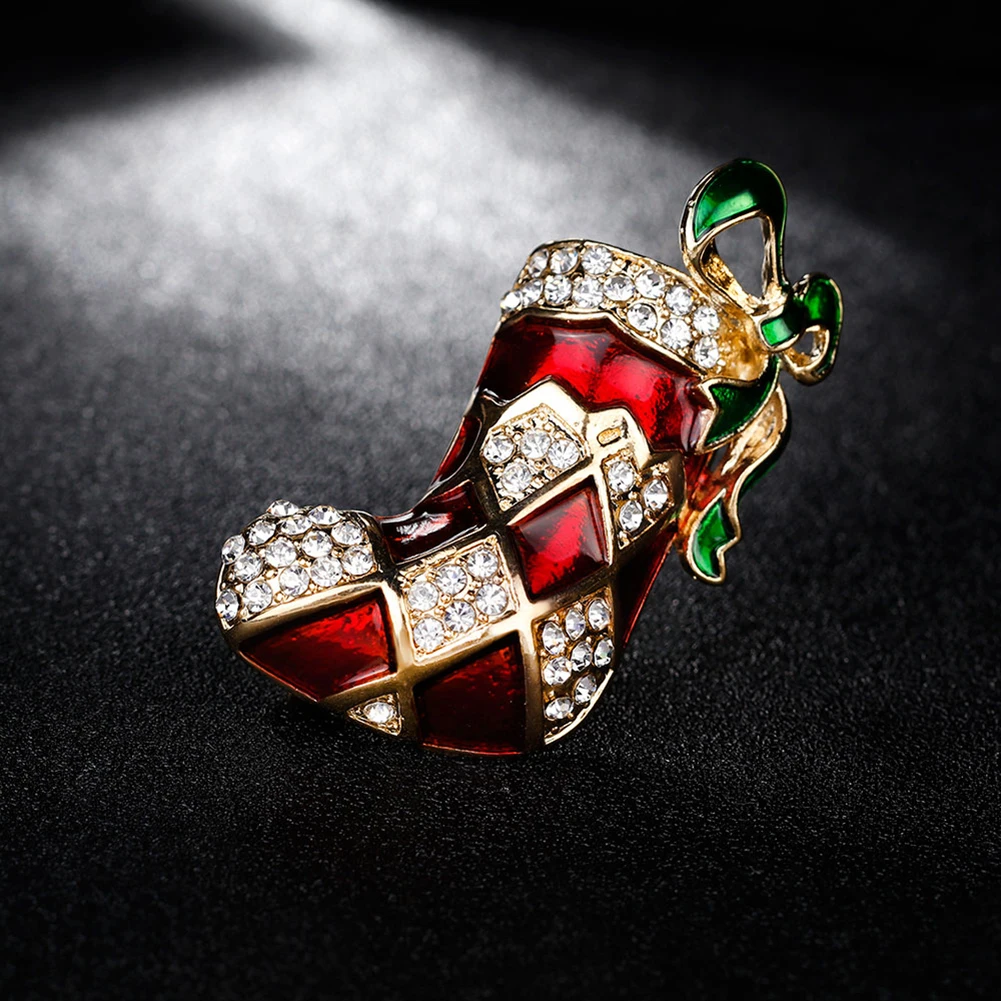 Shiny Rhinestone Enamel Christmas Stocking Party Brooch Pin Family Xmas Gift | Украшения и аксессуары