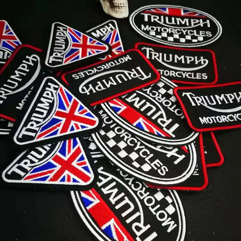 TRIUMPH мотоциклы индивидуальная бирка с железной вышивкой патч для поддержки куртки, панк мотоцикл вышивка Скелет Байкерский значок